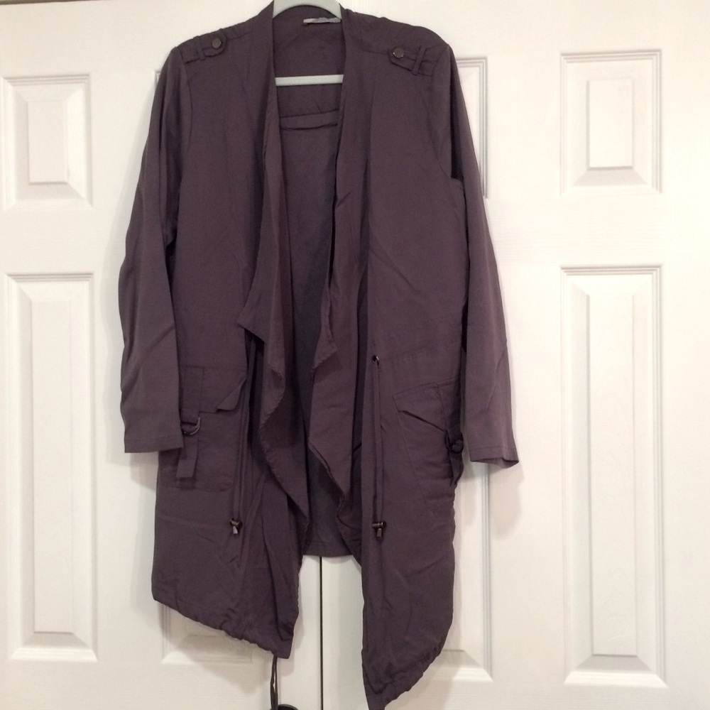 Gray drawstring drape cardigan 2xl